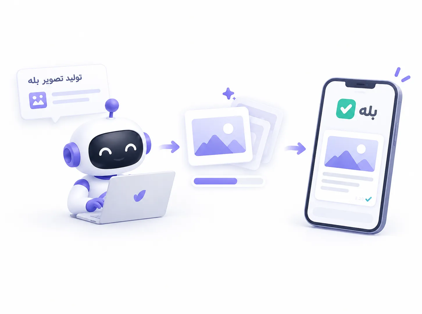 تولید تصویر بله با ایجنت هوشمند ابروآپ هماهنگ با پالت رنگی برند